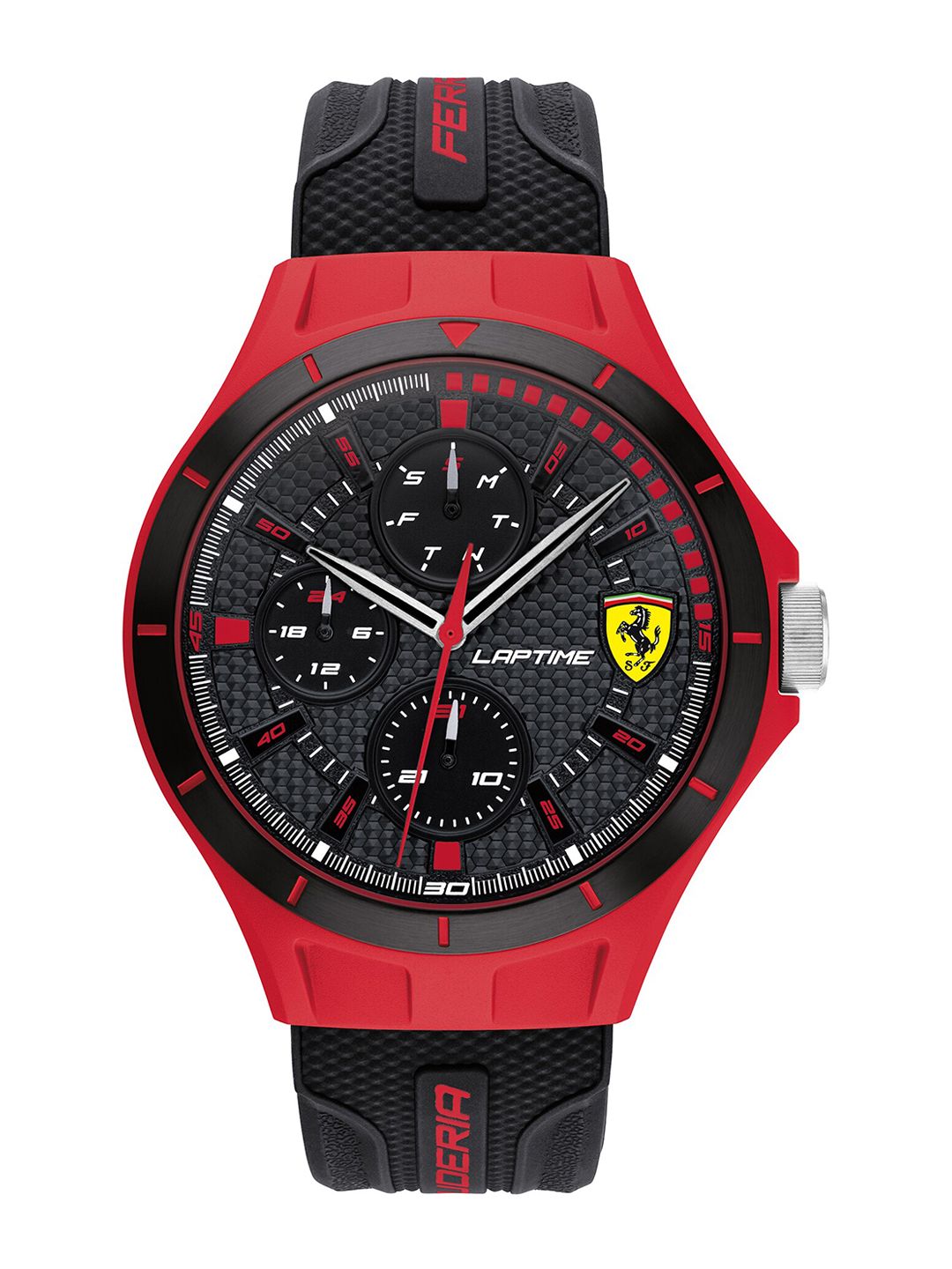 SCUDERIA FERRARI Men Black Brass Dial & Textured Straps Analogue Multi Function Watch