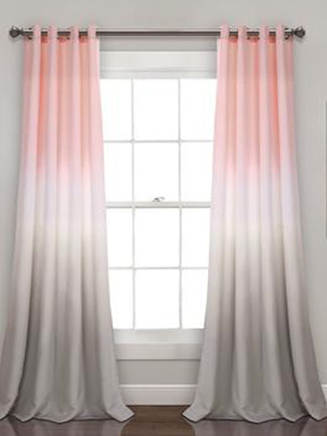 URBAN SPACE Set Of 2 Pink & Grey Long Door Curtain Price in India