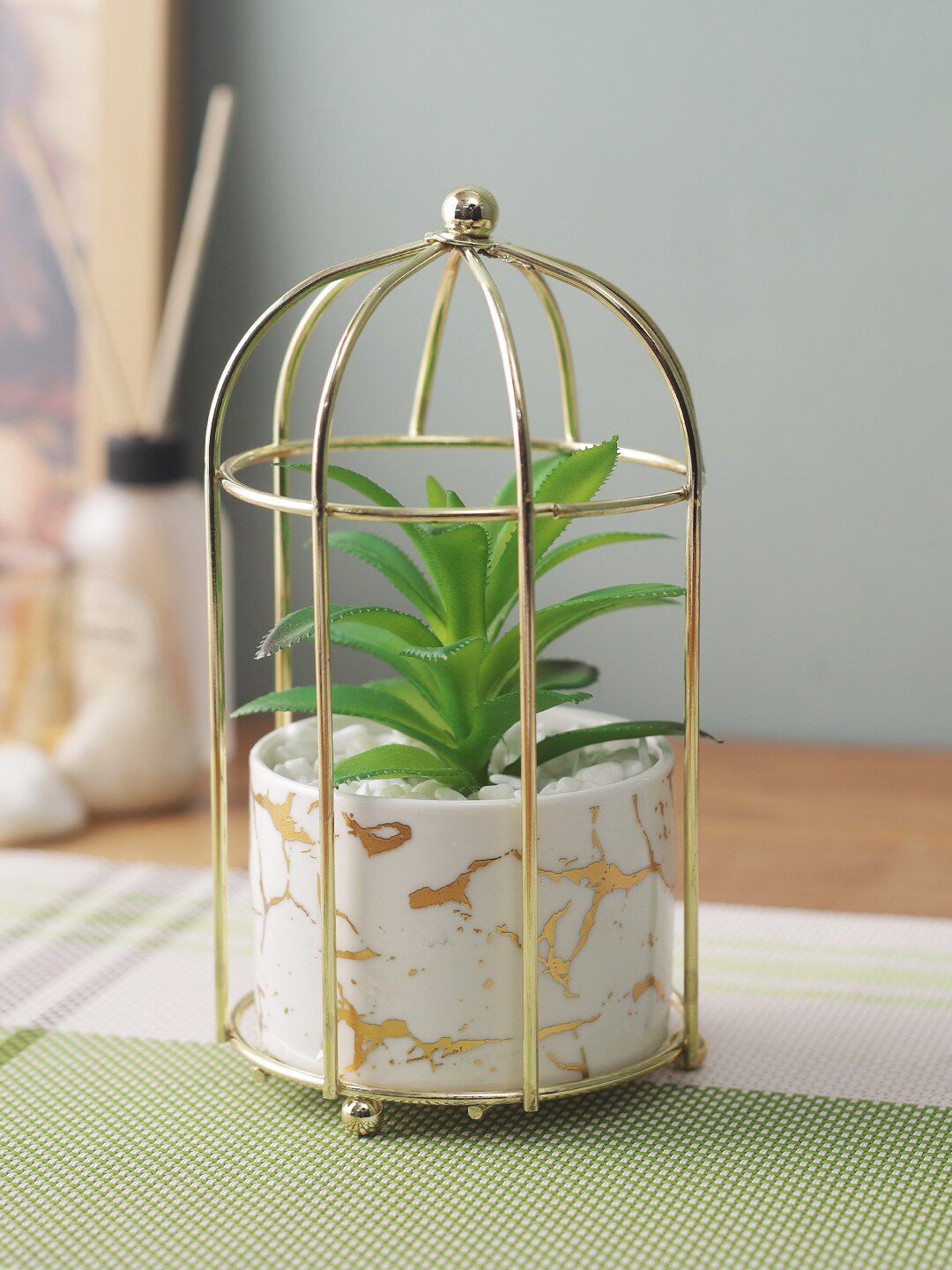 House Of Accessories White & Green Artificial Plant With Pot Price in India