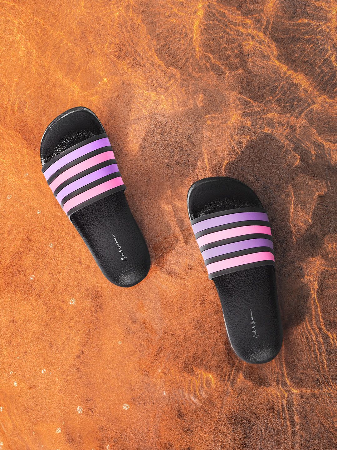 Mast & Harbour Women Purple & Pink Striped Thong Flip-Flops Price in India