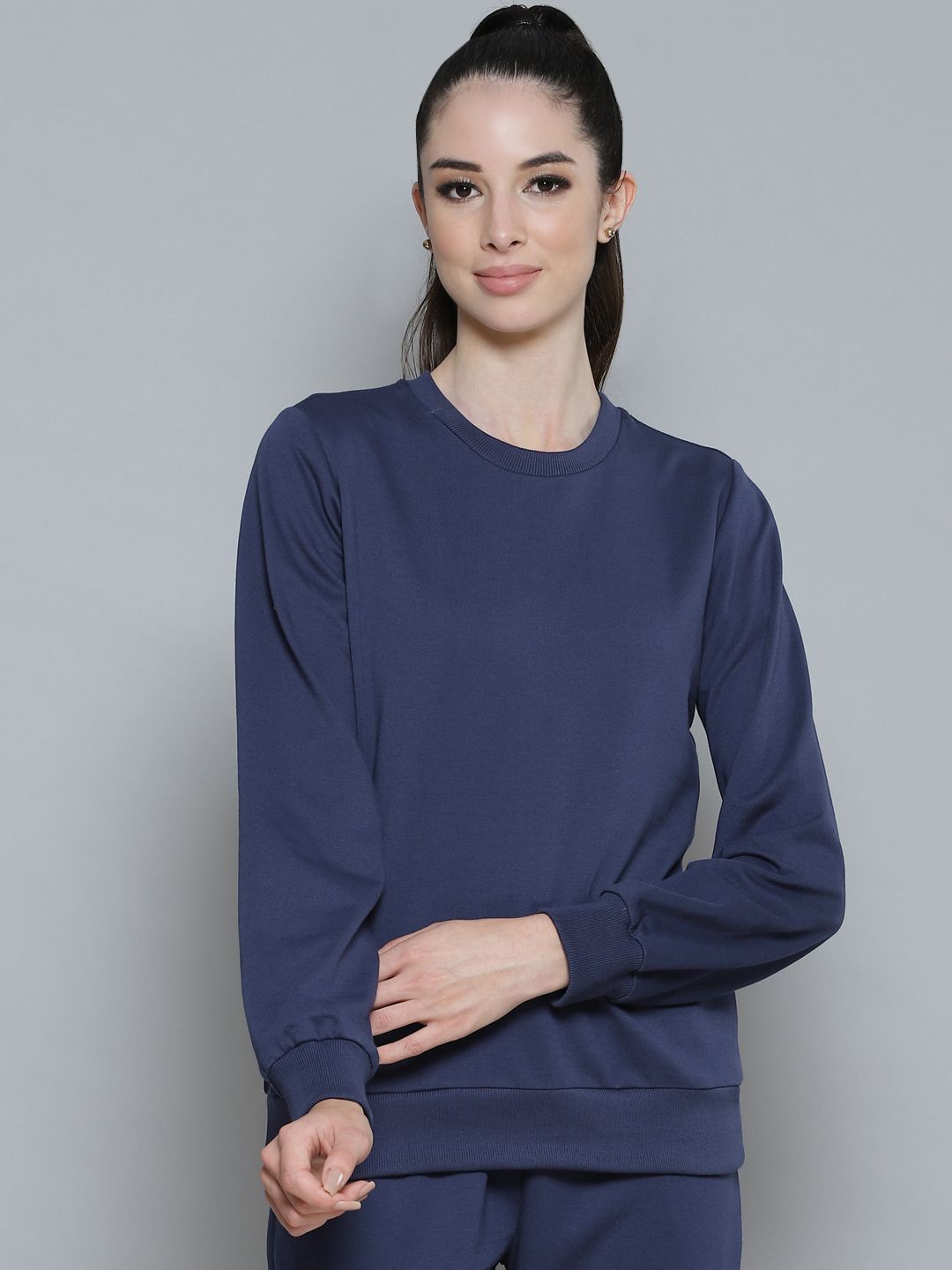 Femella Women Navy Blue Sweatshirt Price in India