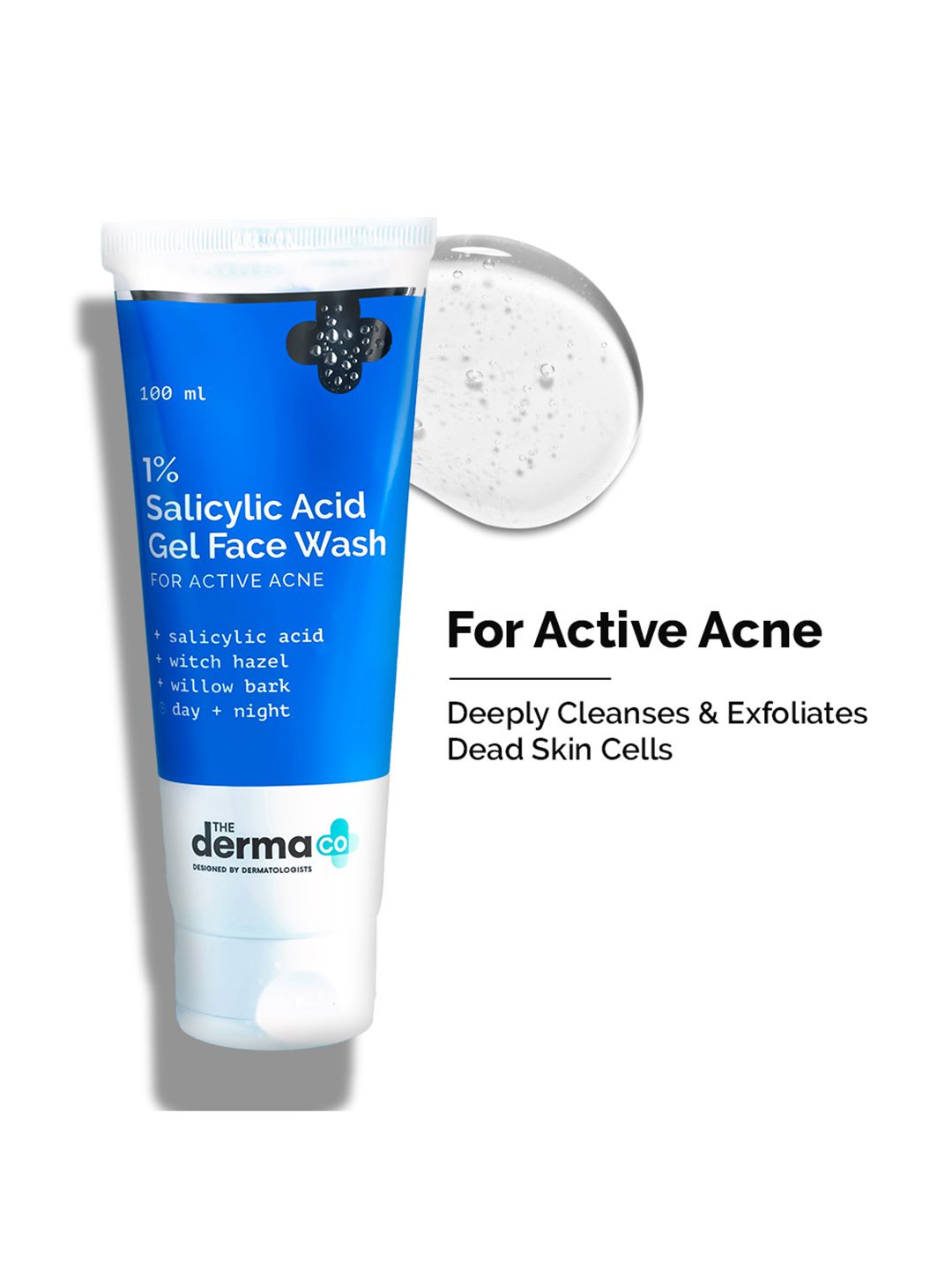 The Derma co. 1% Salicylic Acid Gel Face Wash with Witch Hazel for Active Acne - 100 ml