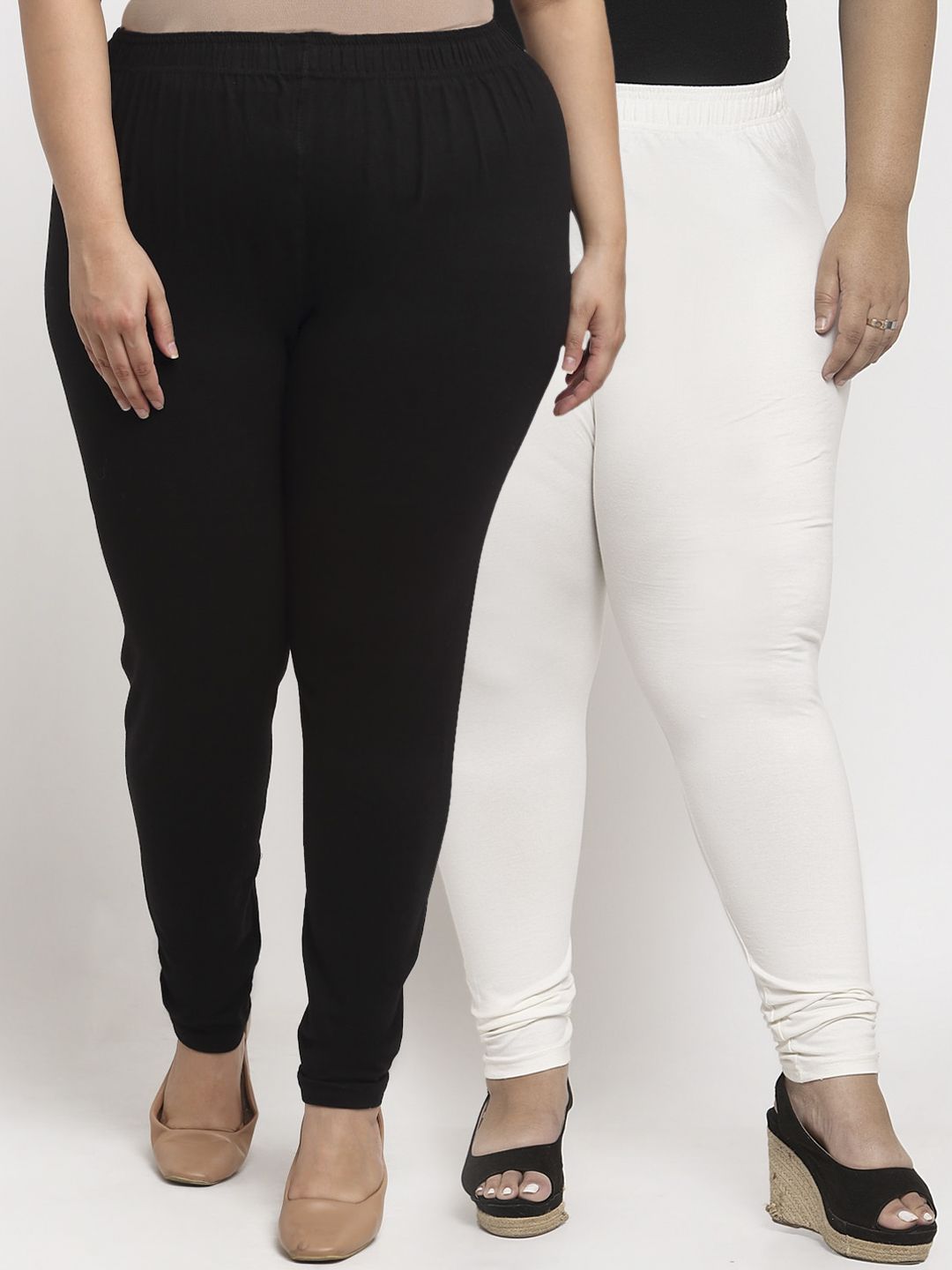 TAG 7 PLUS Women Pack Of 2 Solid Plus Size Leggings Price in India