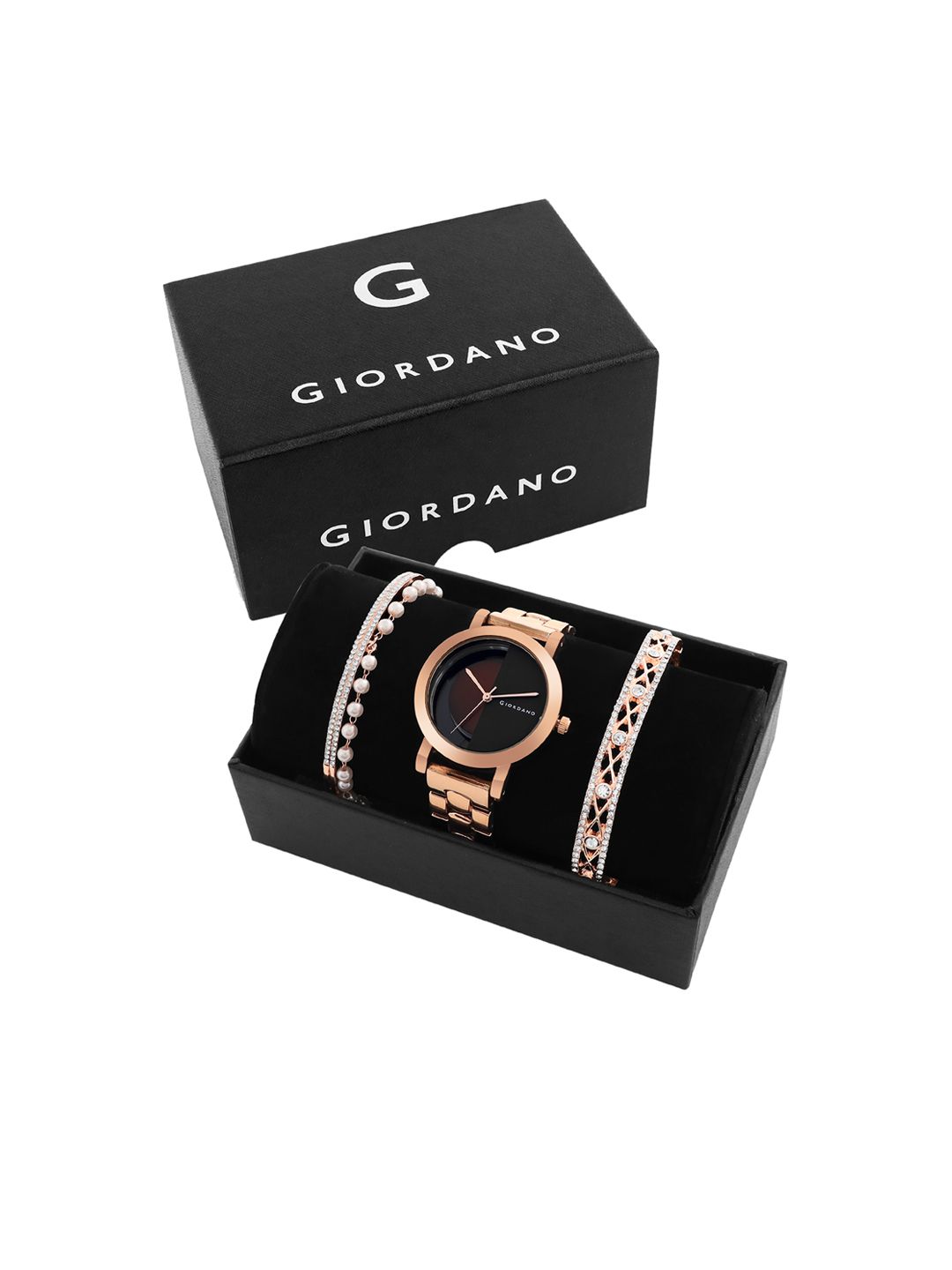 GIORDANO Women Rose-Gold Toned Stainless Steel Bracelet Style Straps Analogue Watch Price in India