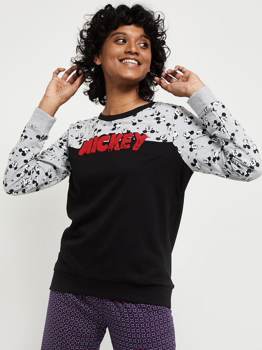 max Women Black Printed Sweatshirt Price in India