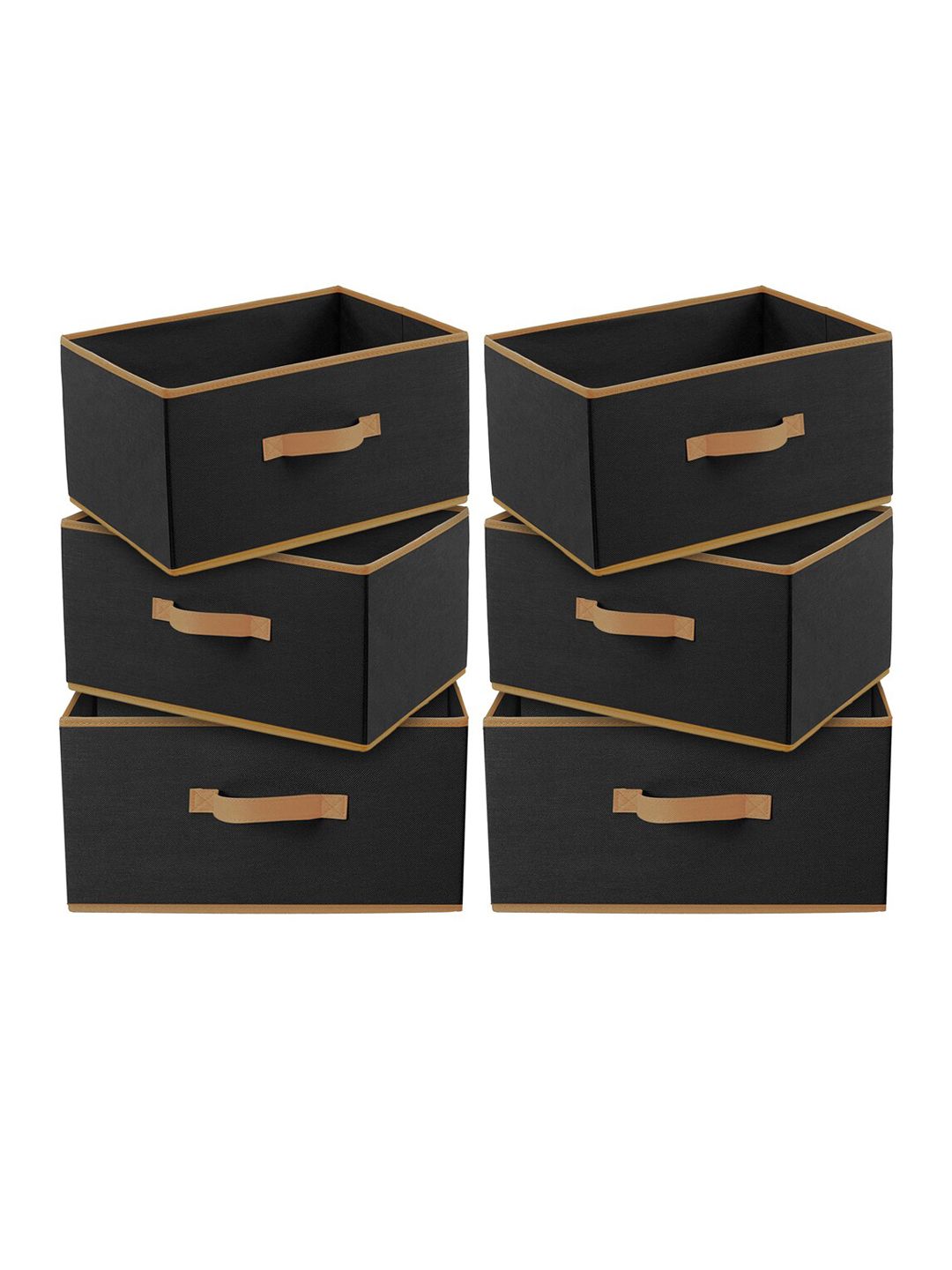 Kuber Industries Set Of 6 Black Solid Foldable Multi-Purpose Storage Boxes Price in India