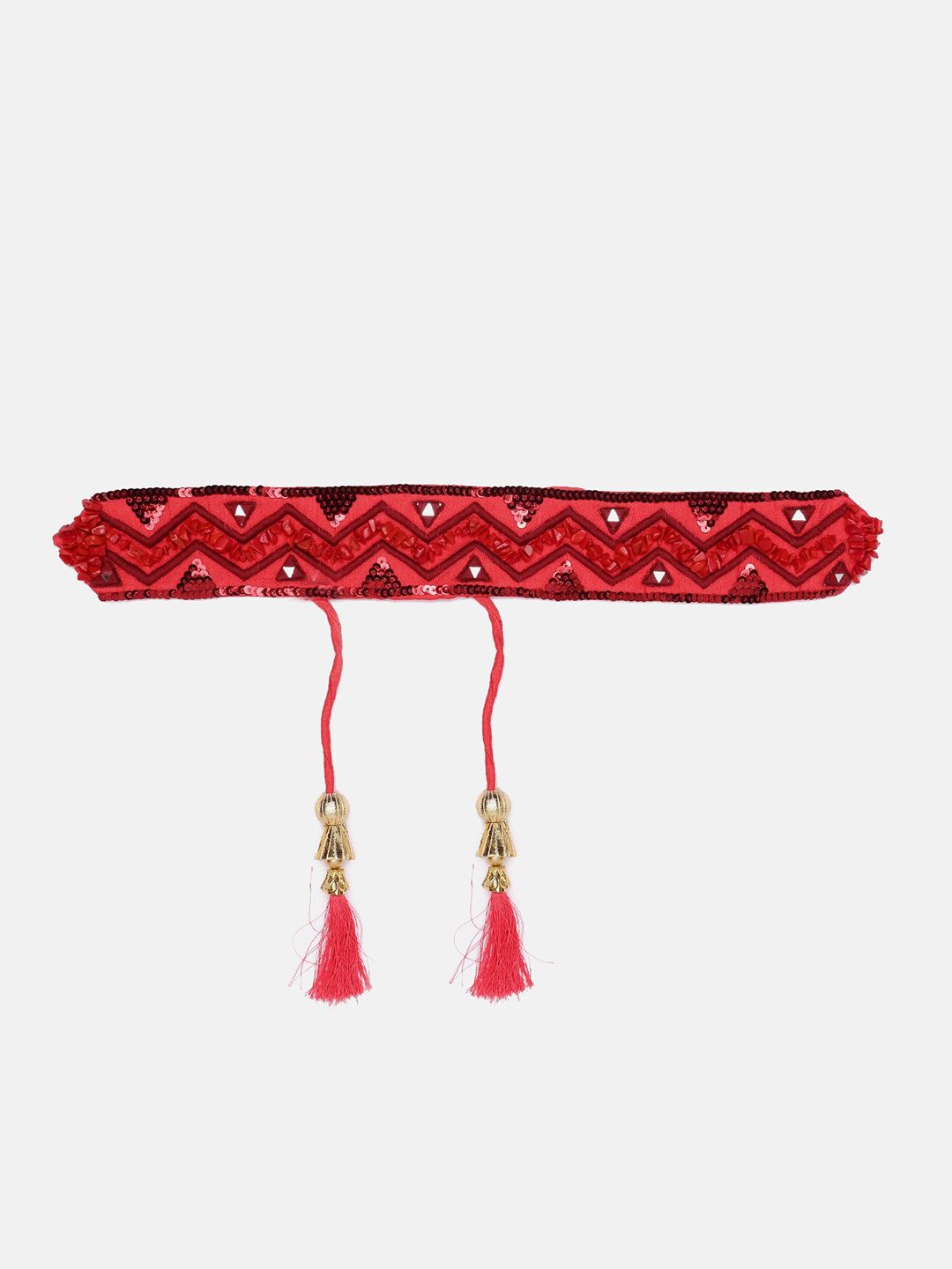 panchhi Red Designer Stone Work Waist Belt and Kamarbandh For Women With Tassels Price in India