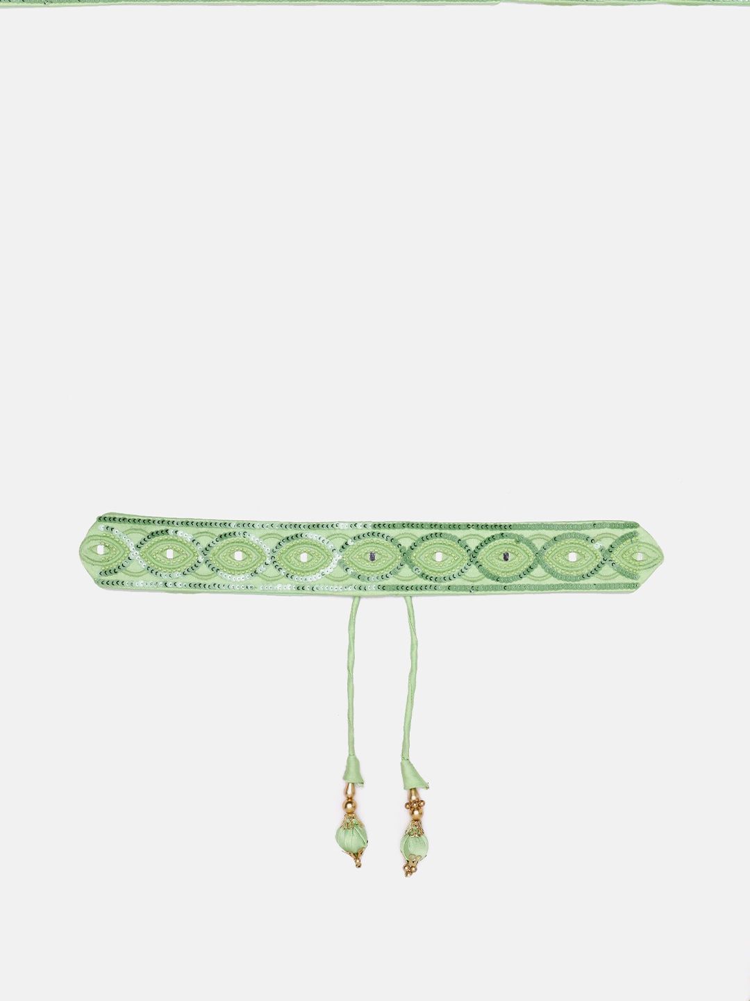 panchhi Fluorescent Green Designer Hand Made Ethnic Waist Belt For Women With Tassels Price in India