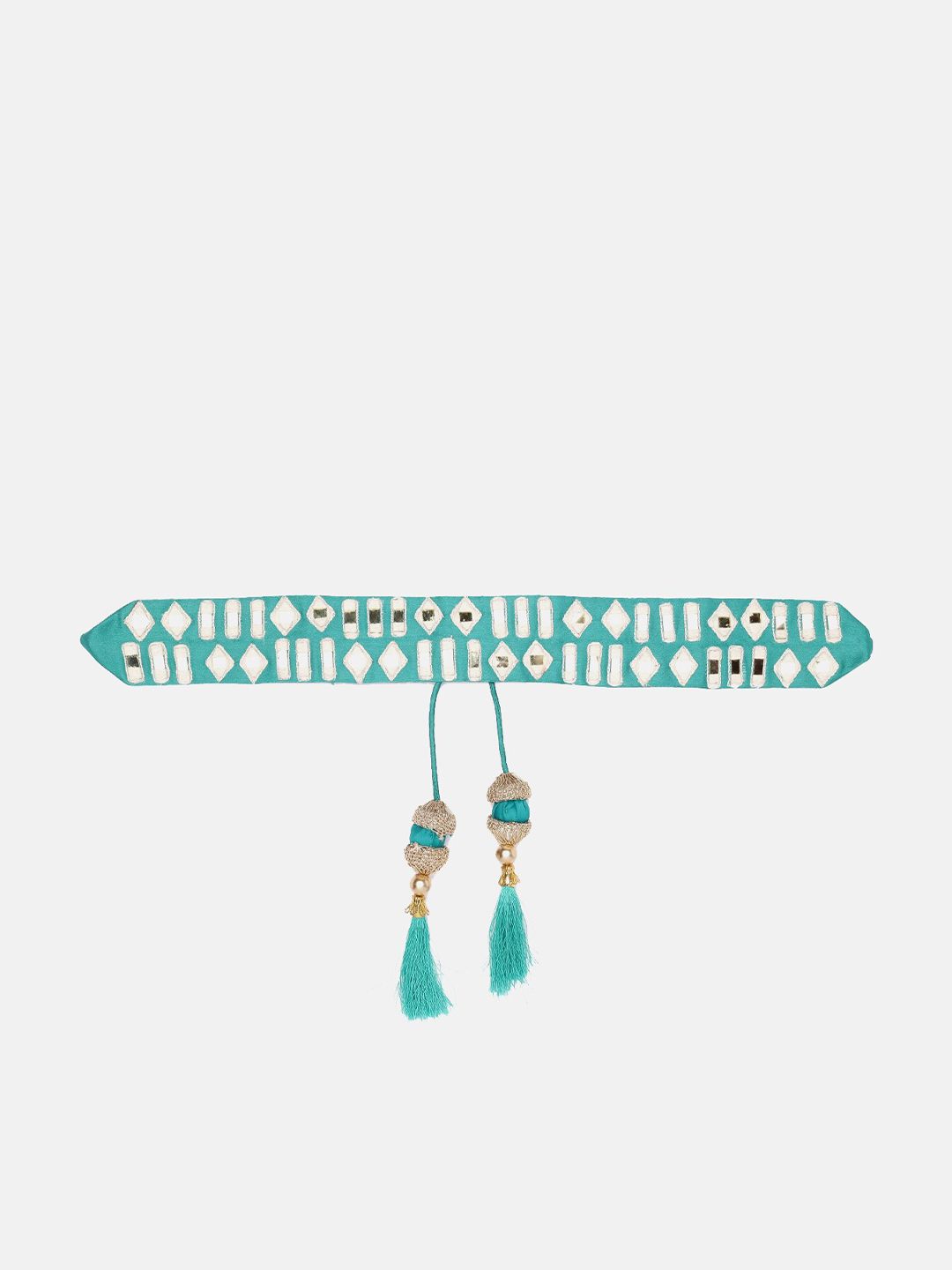 panchhi Sea Green Mirror Work Waist Belt and Kamarbandh For Women With Tassels Price in India