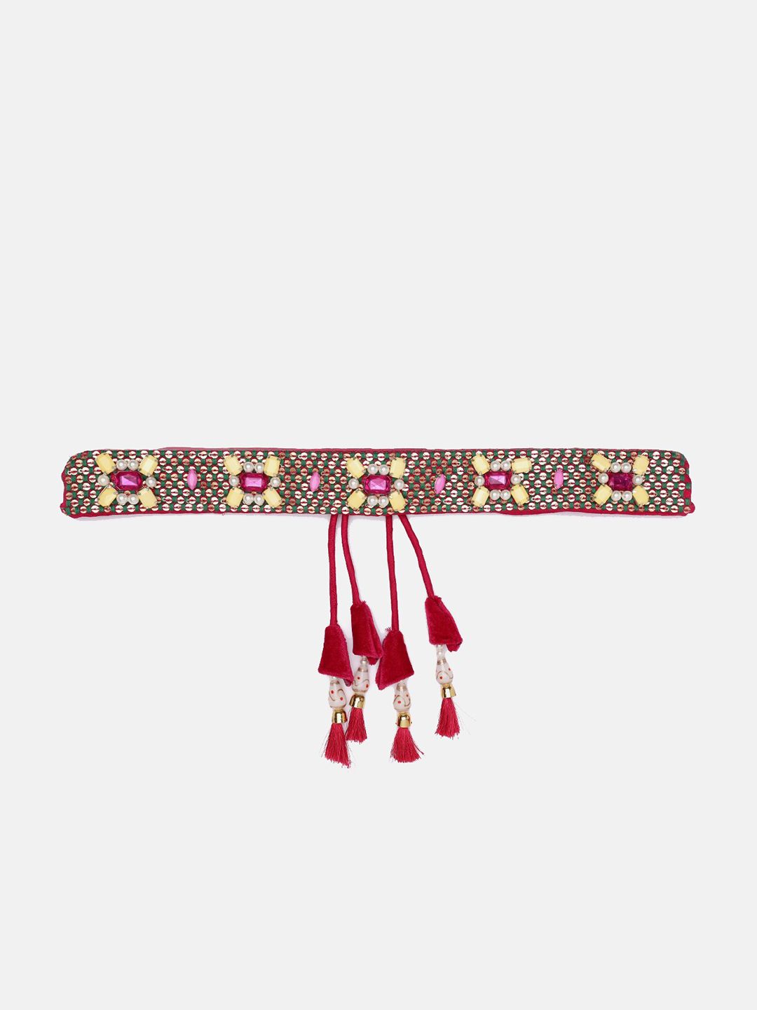 panchhi Pink Stone Work Waist Belt and Kamarbandh For Women With Tassels Price in India