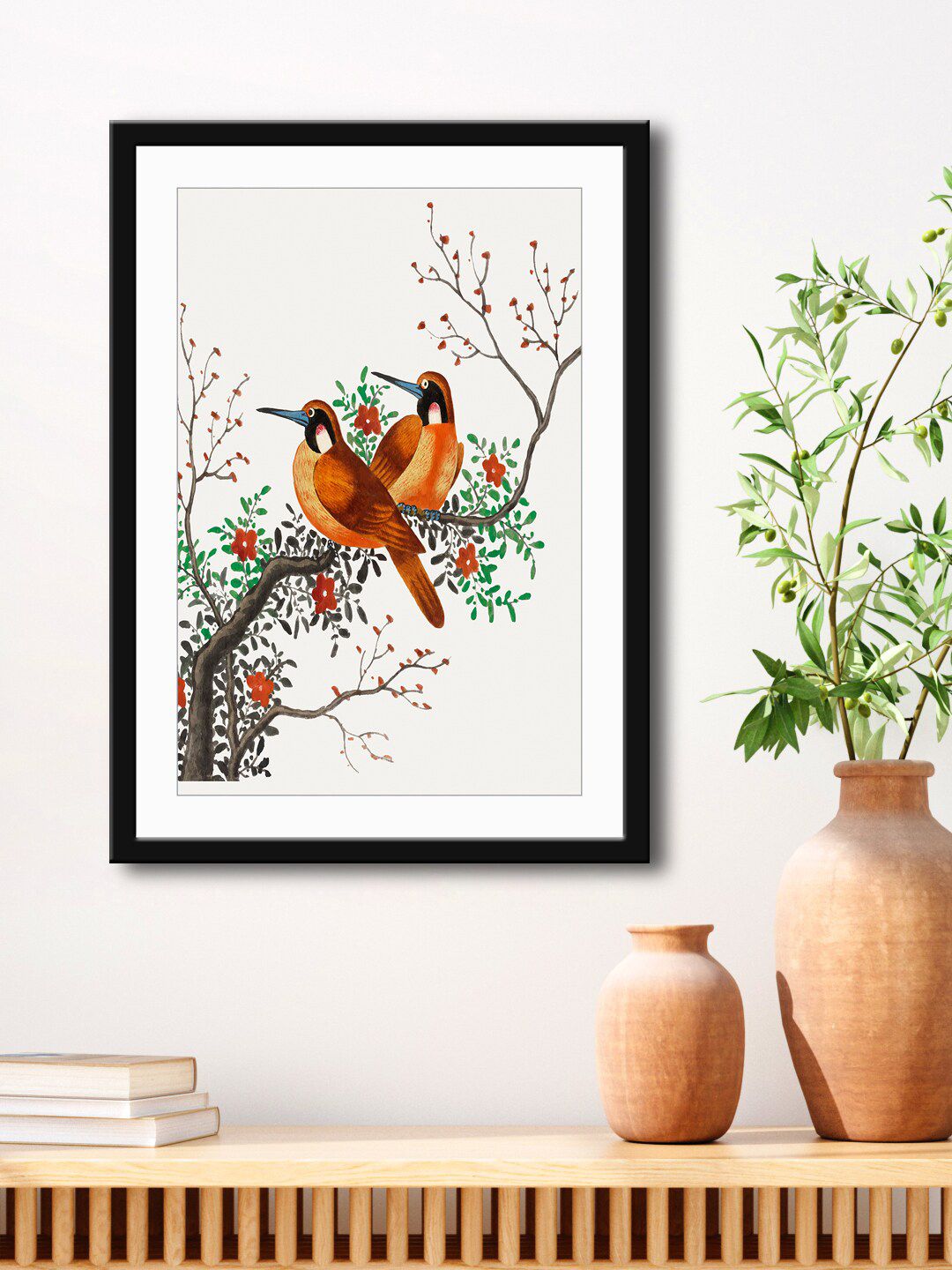 999Store White & Brown Birds Printed Wall Painting Price in India