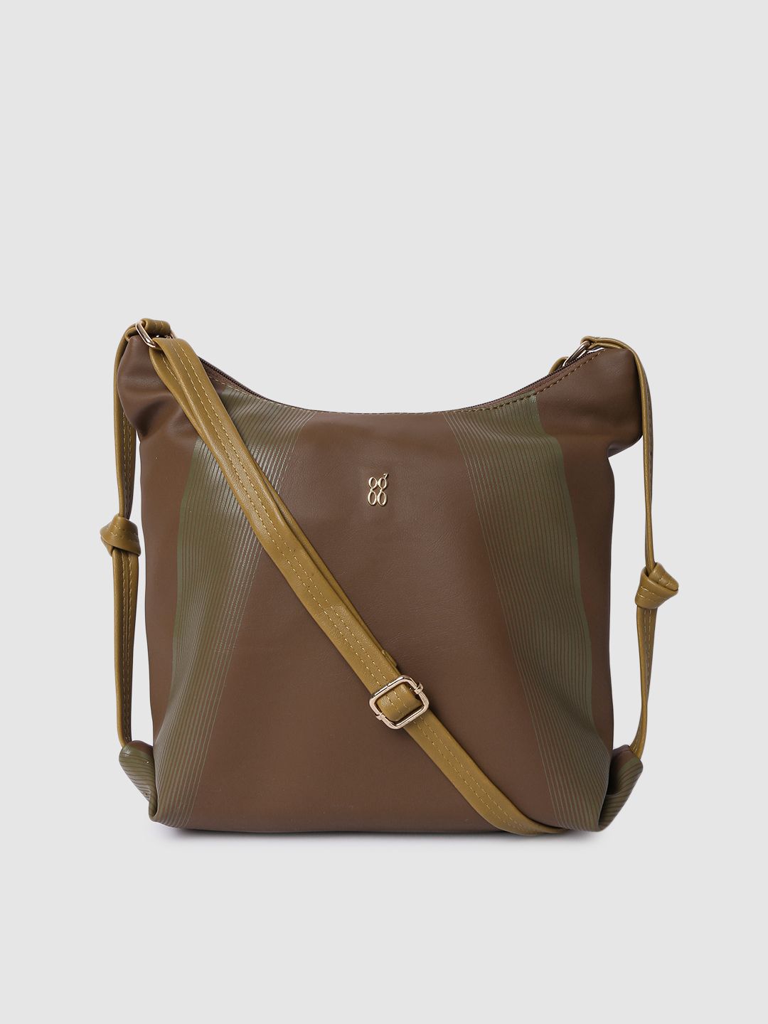 Baggit Women Brown Striped Structured Sling Bag Price in India