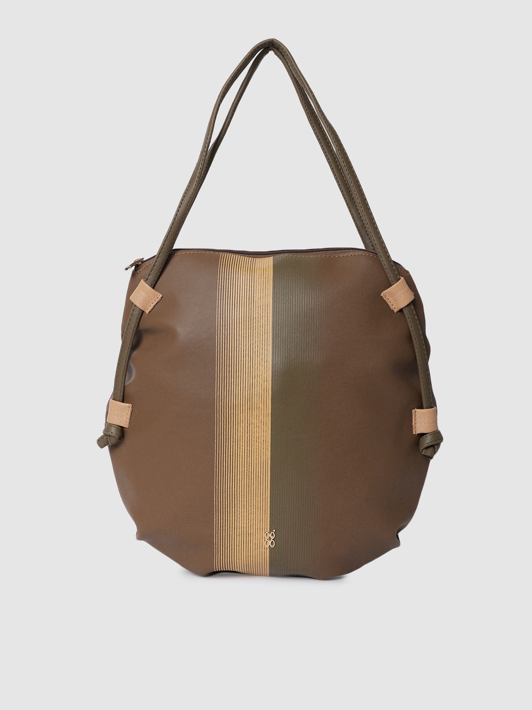 Baggit Women Brown Striped Structured Shoulder Bag Price in India