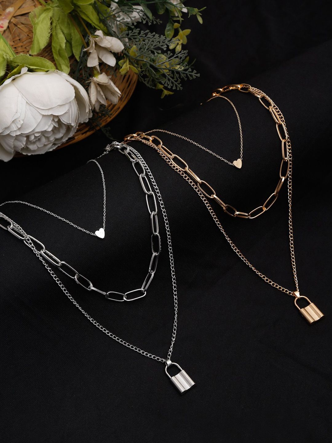 YouBella Women Set of 2 Gold Plated Necklaces Price in India