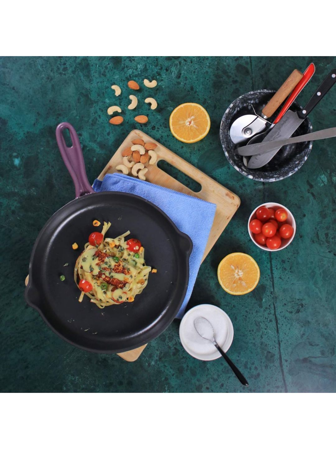 Wonderchef Purple & Black Solid Ferro Cast Iron Fry Pan Price in India