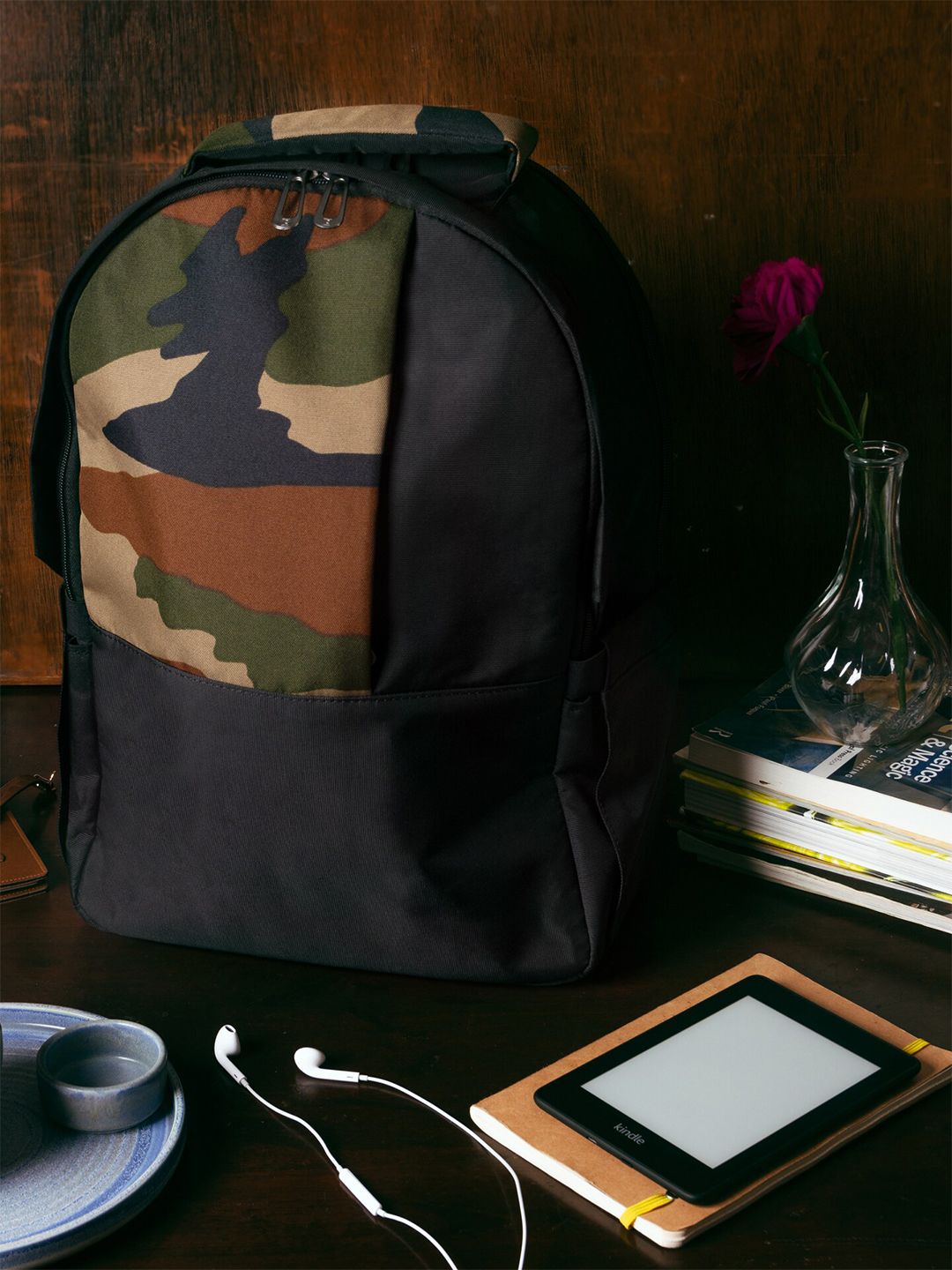 CARRIALL Unisex Black & Brown Camouflage Backpack Price in India