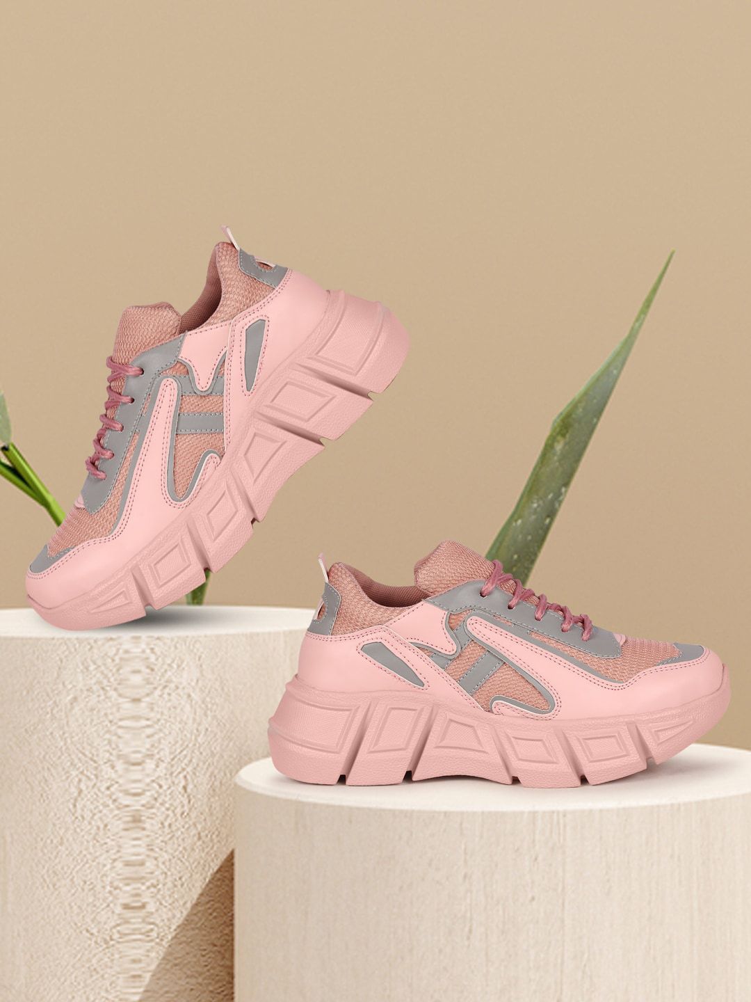 ZAPATOZ Women Pink Printed PU Sneakers Price in India