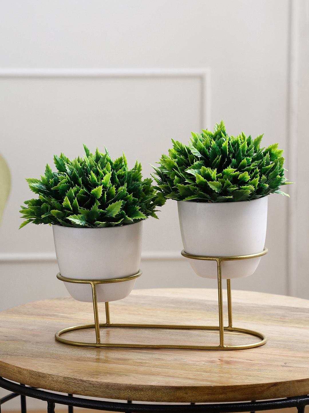 FOLIYAJ Set Of 2 Artificial Plants With Metal Holder Price in India