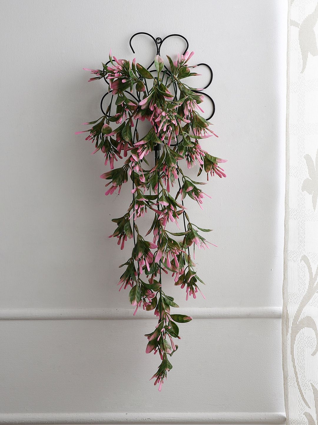 FOLIYAJ Green & Pink Artificial Leaf Vine with Wall Stand Price in India