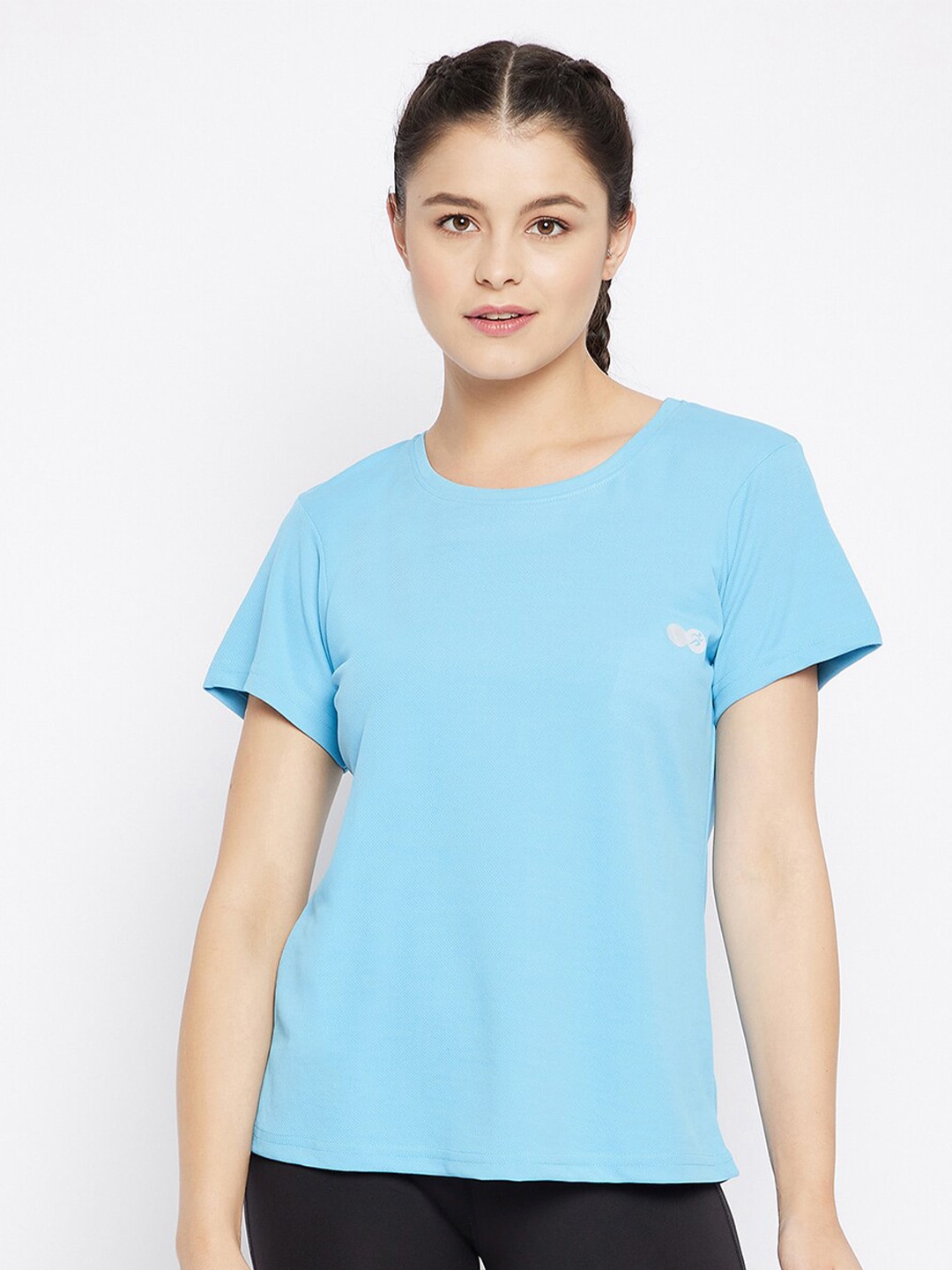 Clovia Women Blue Solid Outdoor T-shirt Price in India