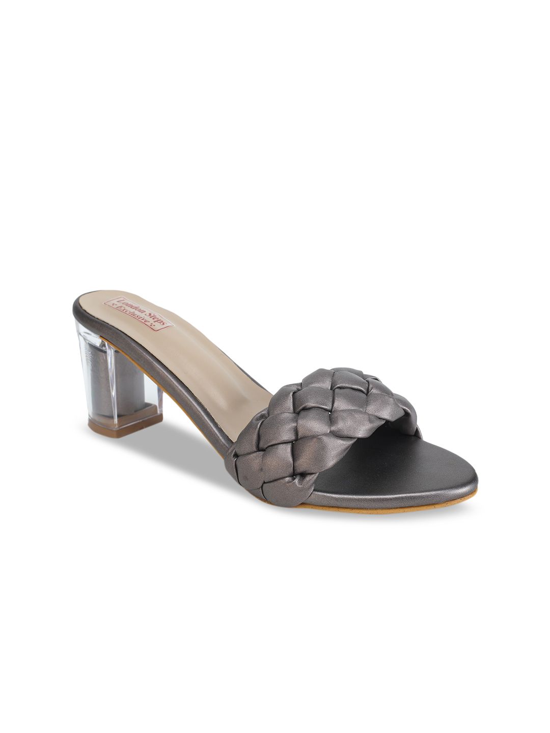 LONDON STEPS Women Gunmetal-Toned Block Heels Price in India