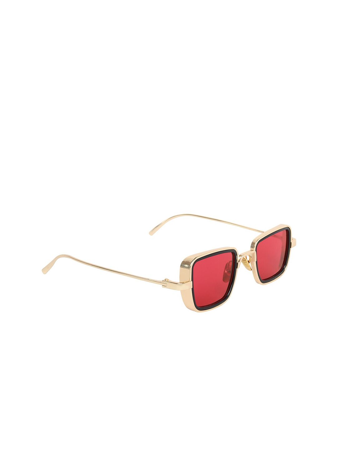 SCAGLIA Unisex Red UV Protected Lens & Gold-Toned Square Sunglasses GOLD-RED_KABIR_SCG