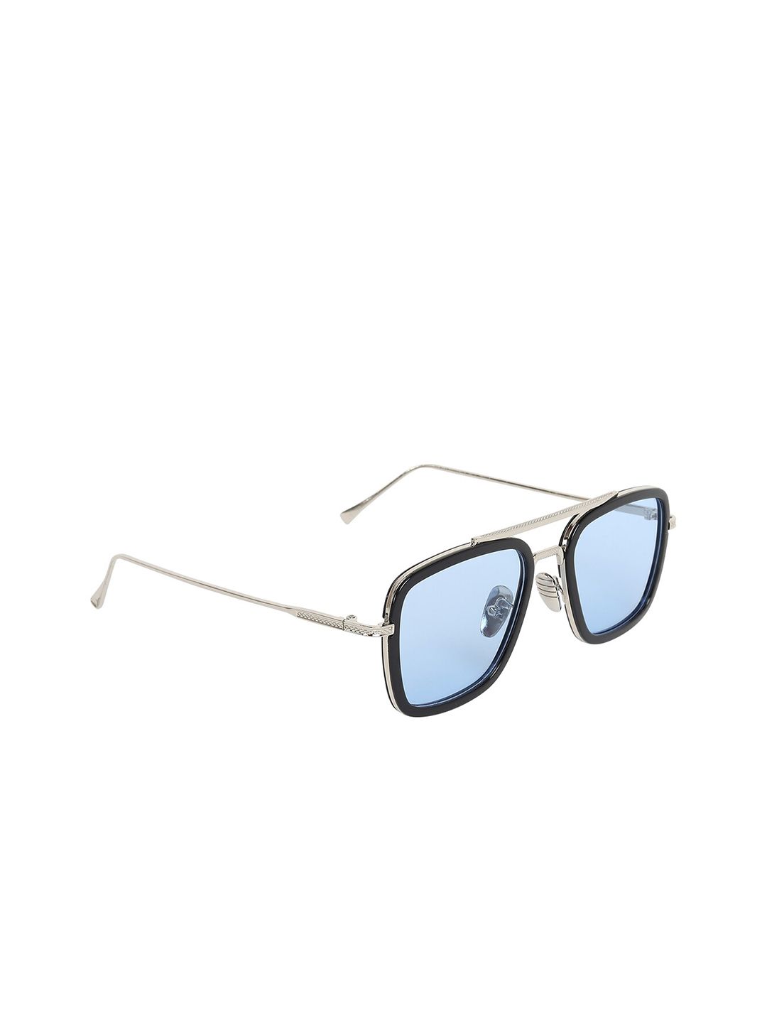 SCAGLIA Unisex Blue Lens & Silver-Toned Square Sunglasses with UV Protected Lens Price in India