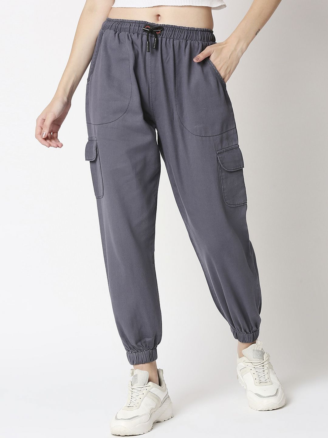 High Star Women Grey Jogger High-Rise Jeans