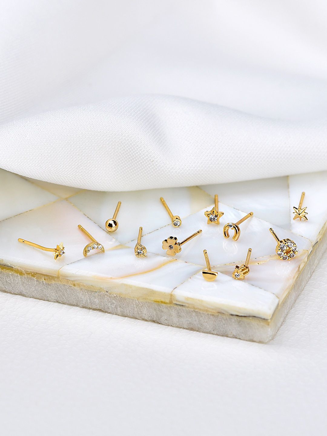 Accessorize Gold-Toned Star Shaped Studs Earrings Set of 6 Price in India