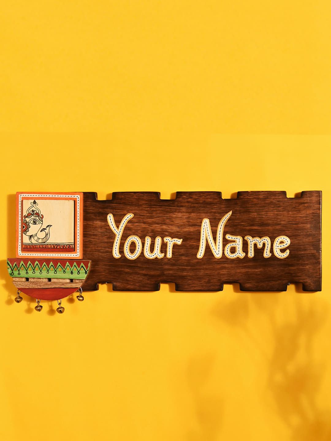 AAKRITI ART CREATIONS Brown & Beige Patterned Handcrafted Name Plate Wall Decor Price in India