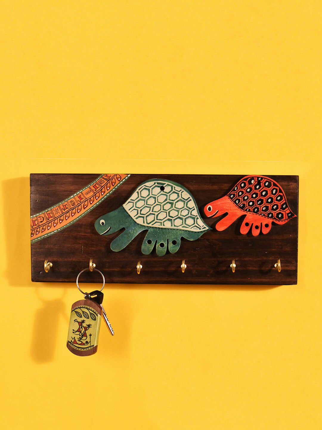 AAKRITI ART CREATIONS Brown Tribal Art Turtle 6 Keys Holder Price in India