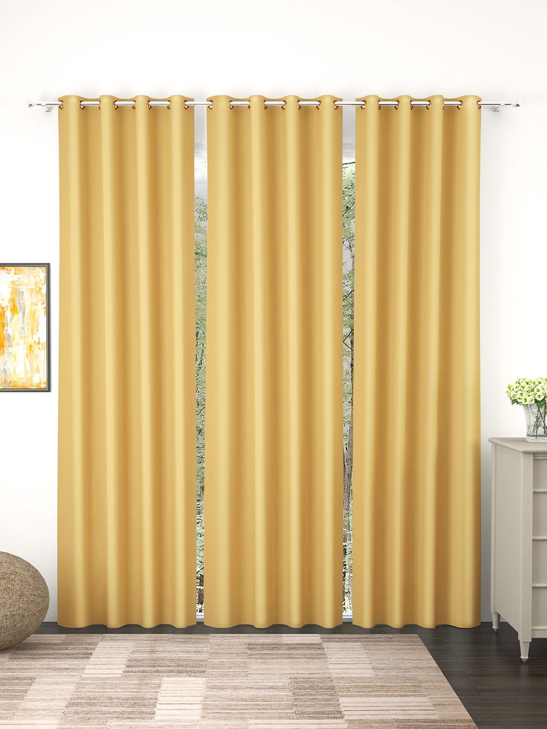 Story@home Cream-Coloured Set of 3 Long Door Blackout Curtain- 9 feet Price in India