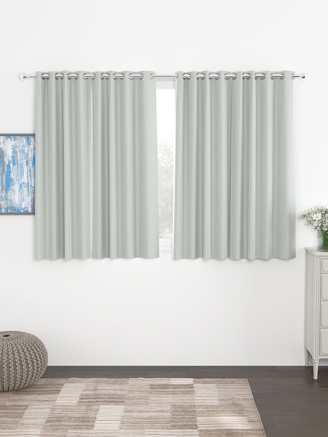 Story@home Grey Set of 4 Blackout Window Curtain- 5 feet Price in India