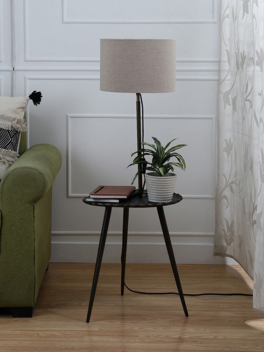 SANDED EDGE Brown & Grey Leaf Design Floor Lamp Price in India