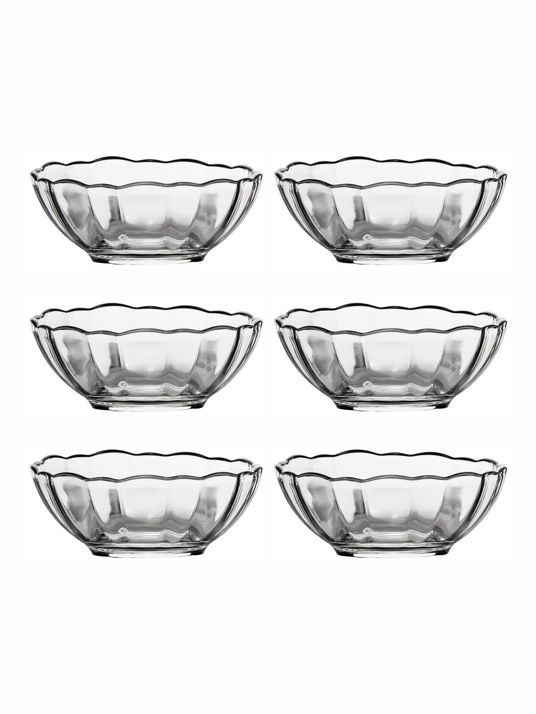 GOODHOMES Set of 6 Transparent & Pieces Textured Glass Bowls Price in India