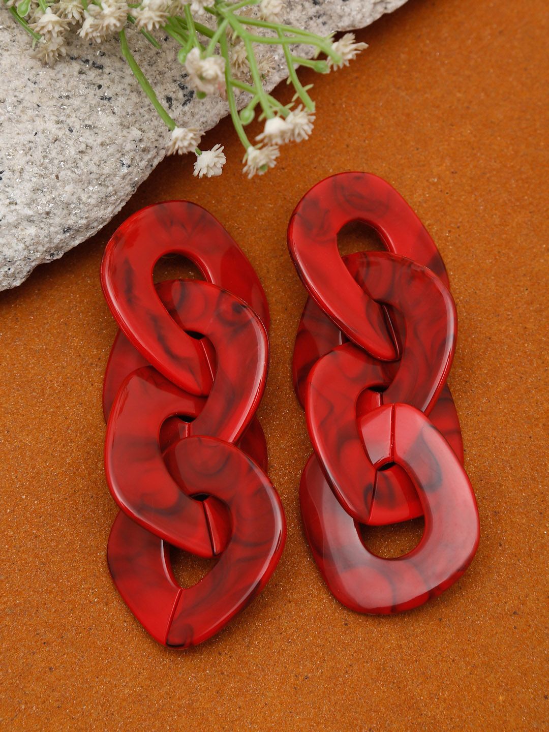 Celena Cole By YouBella Women Red Contemporary Drop Earrings Price in India