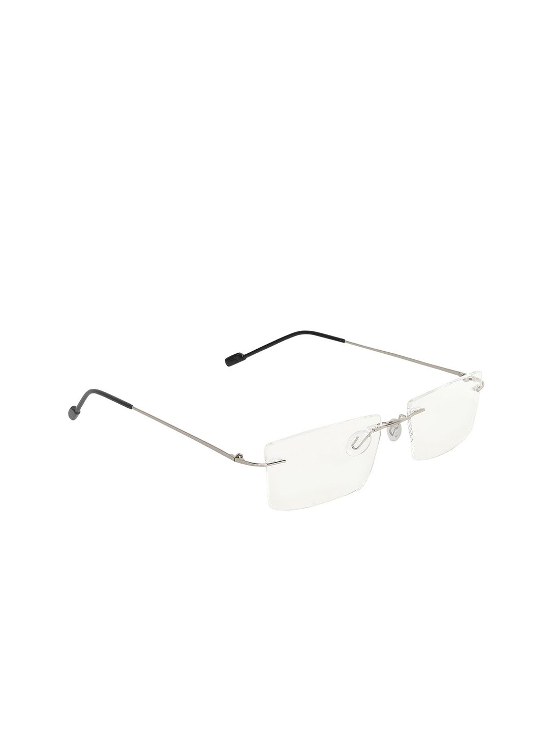 SCAGLIA Adult Clear Lens & Gunmetal-Toned Rectangle Sunglasses with UV Protected Lens