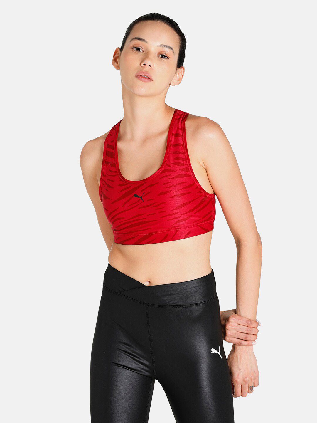 Puma Red Mid Impact 4Keeps Graphic Women's Training Bra Price in India