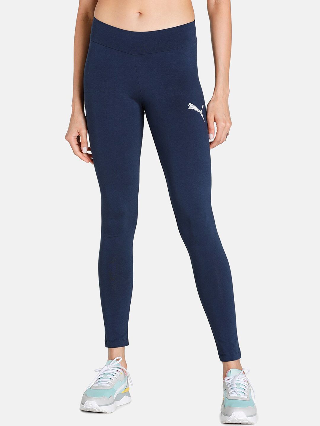 Puma Women Blue Solid Tights Price in India