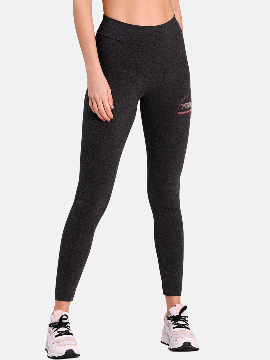 Puma Women Charcoal Grey Solid Sportswear Tights Price in India