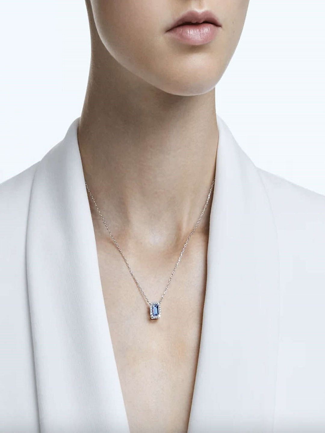 SWAROVSKI Women Blue Rhodium-Plated Necklace Price in India