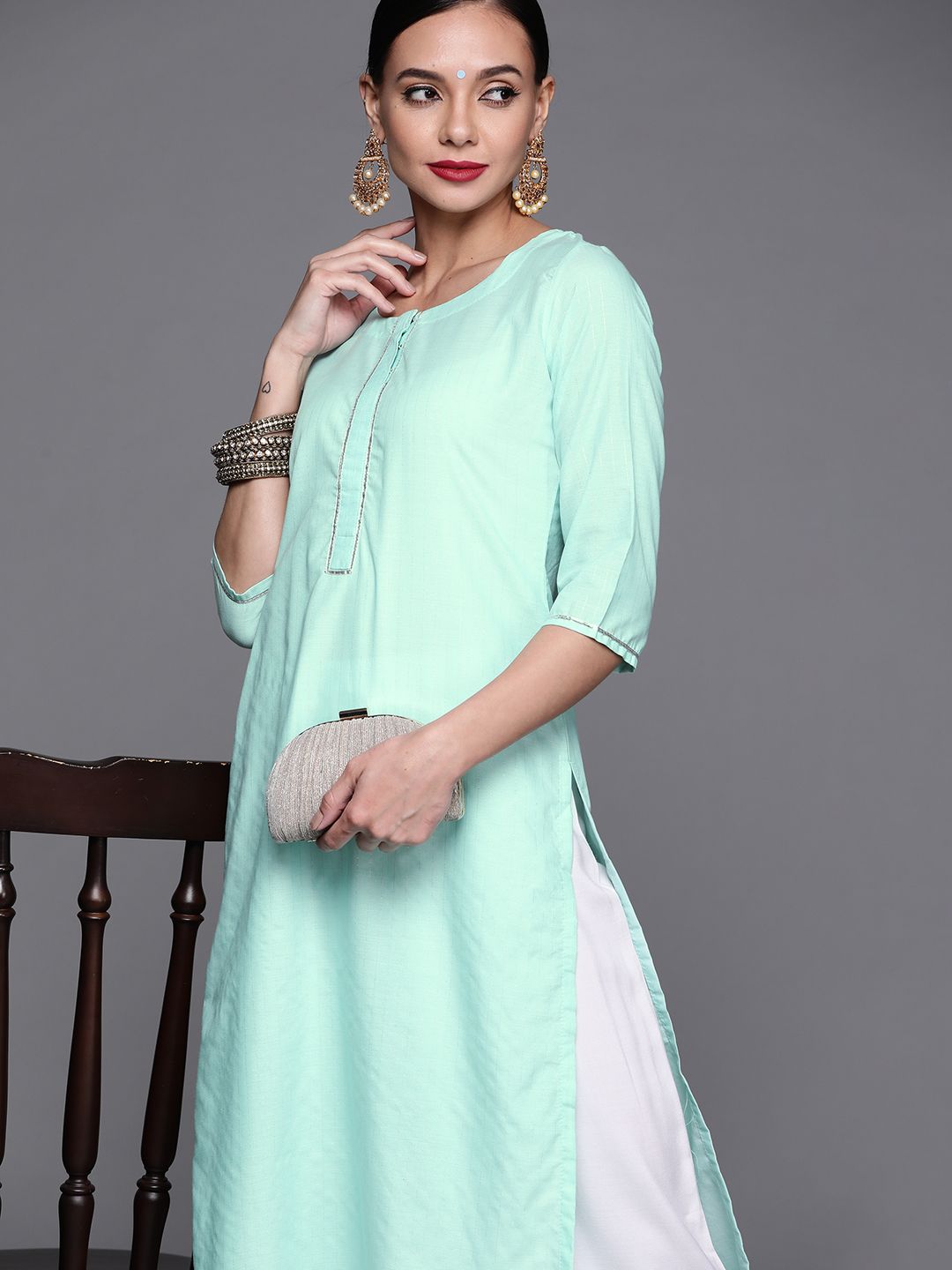 Libas Women Turquoise Blue Kurta Price in India