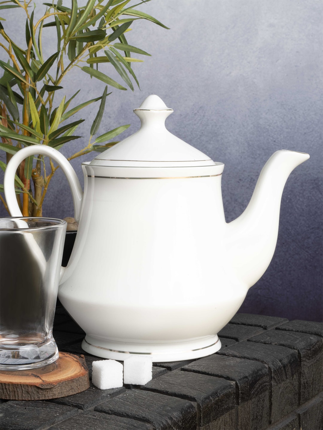 SONAKI White Solid Bone China Glossy Tea Pot Price in India