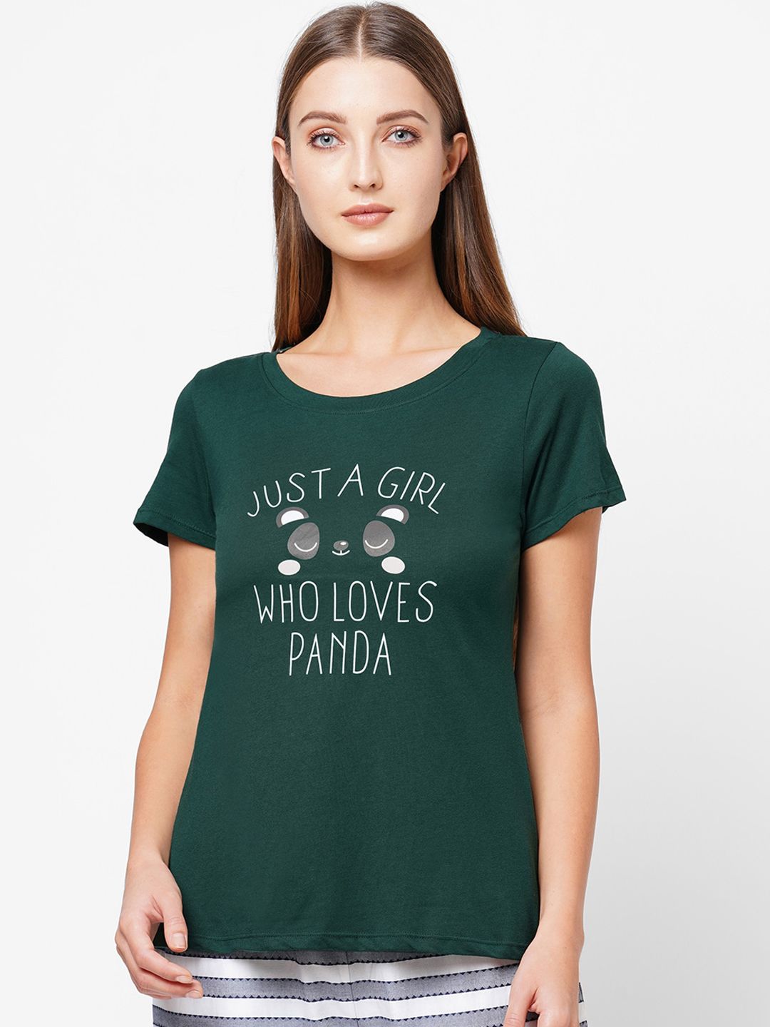 Soie Women Green Printed Lounge T- Shirt Price in India