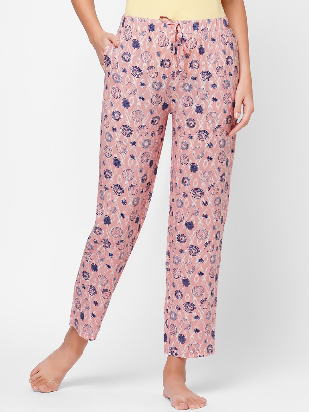 SOIE Women Pink Super-soft Rayon printed pyjamas Price in India