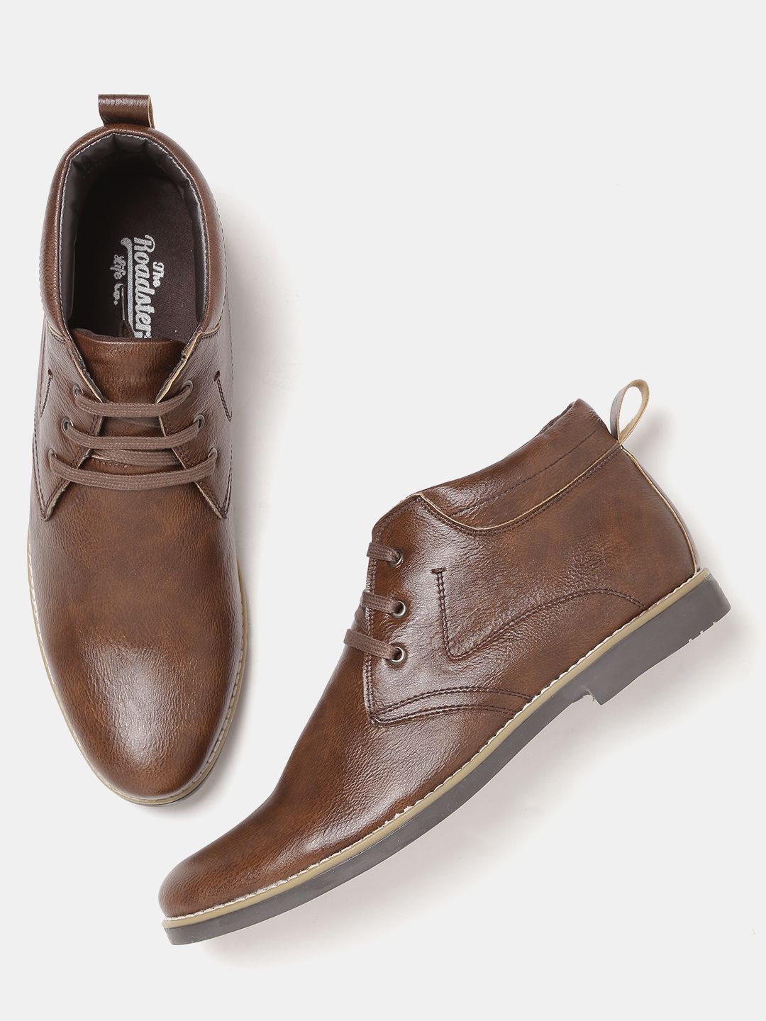 Roadster Men Brown Solid Mid-Top Derbys