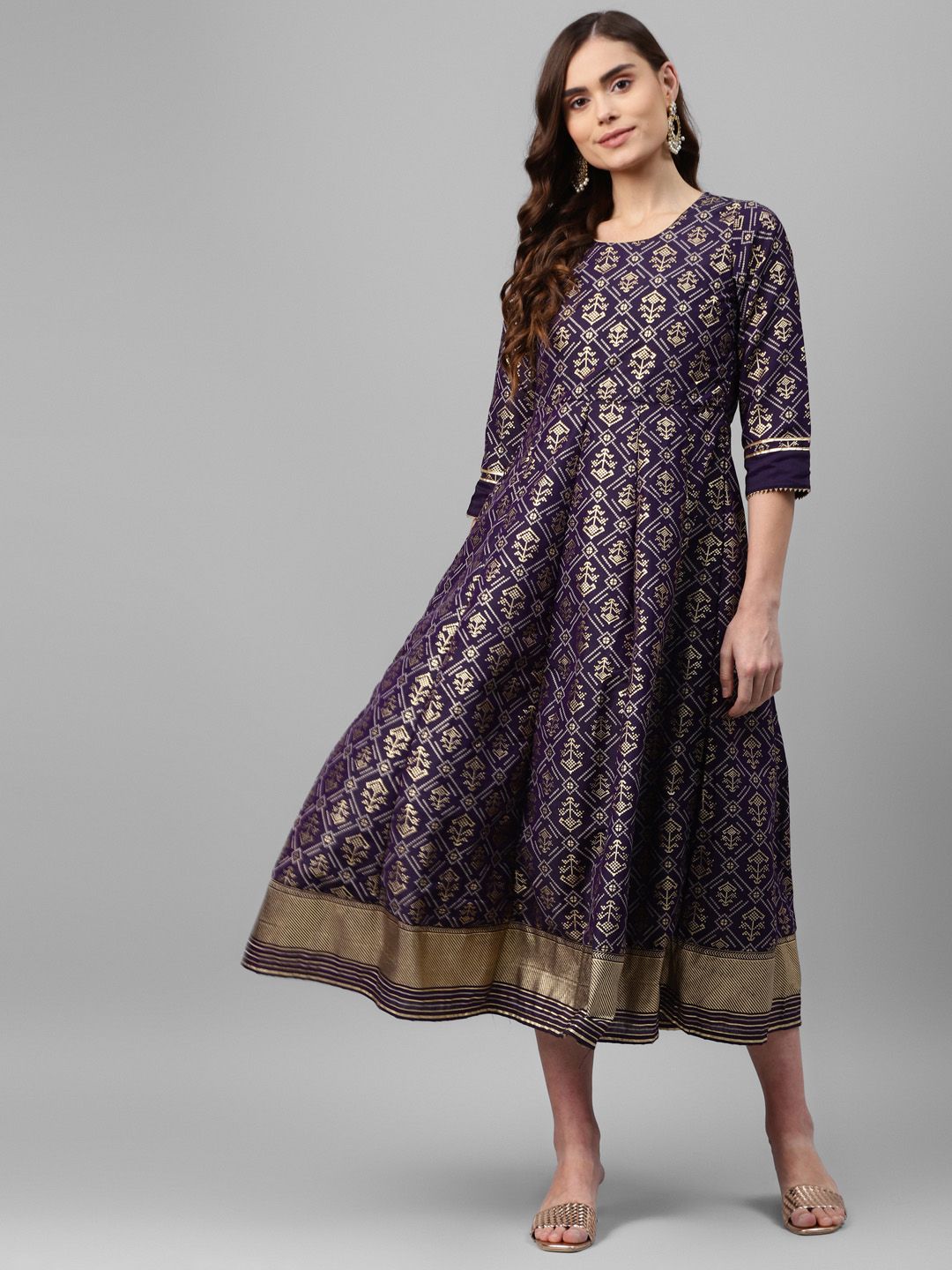 Rangriti Blue Ethnic Motifs Midi Dress Price in India
