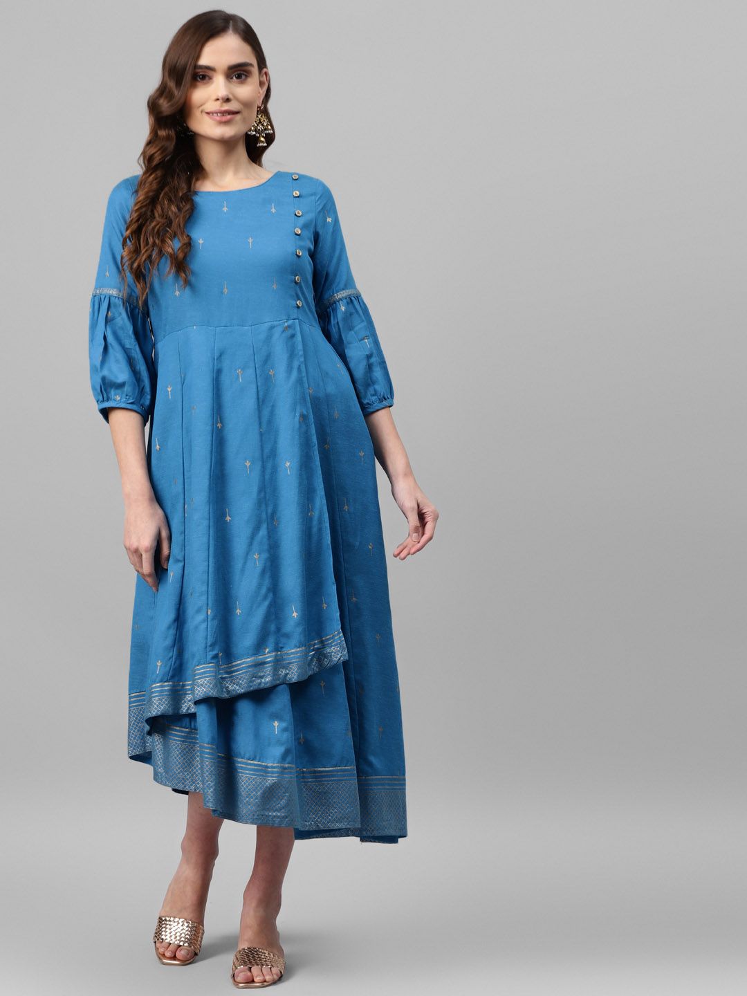 Rangriti Blue Printed Maxi Dress Price in India