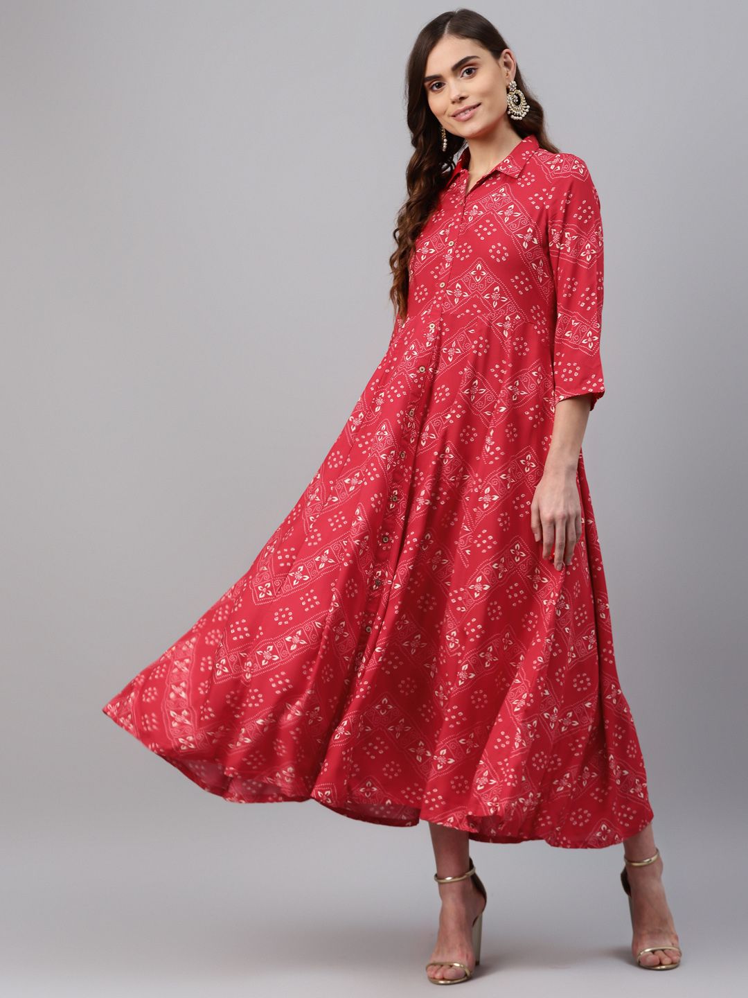 Rangriti Red Tribal Maxi Dress Price in India