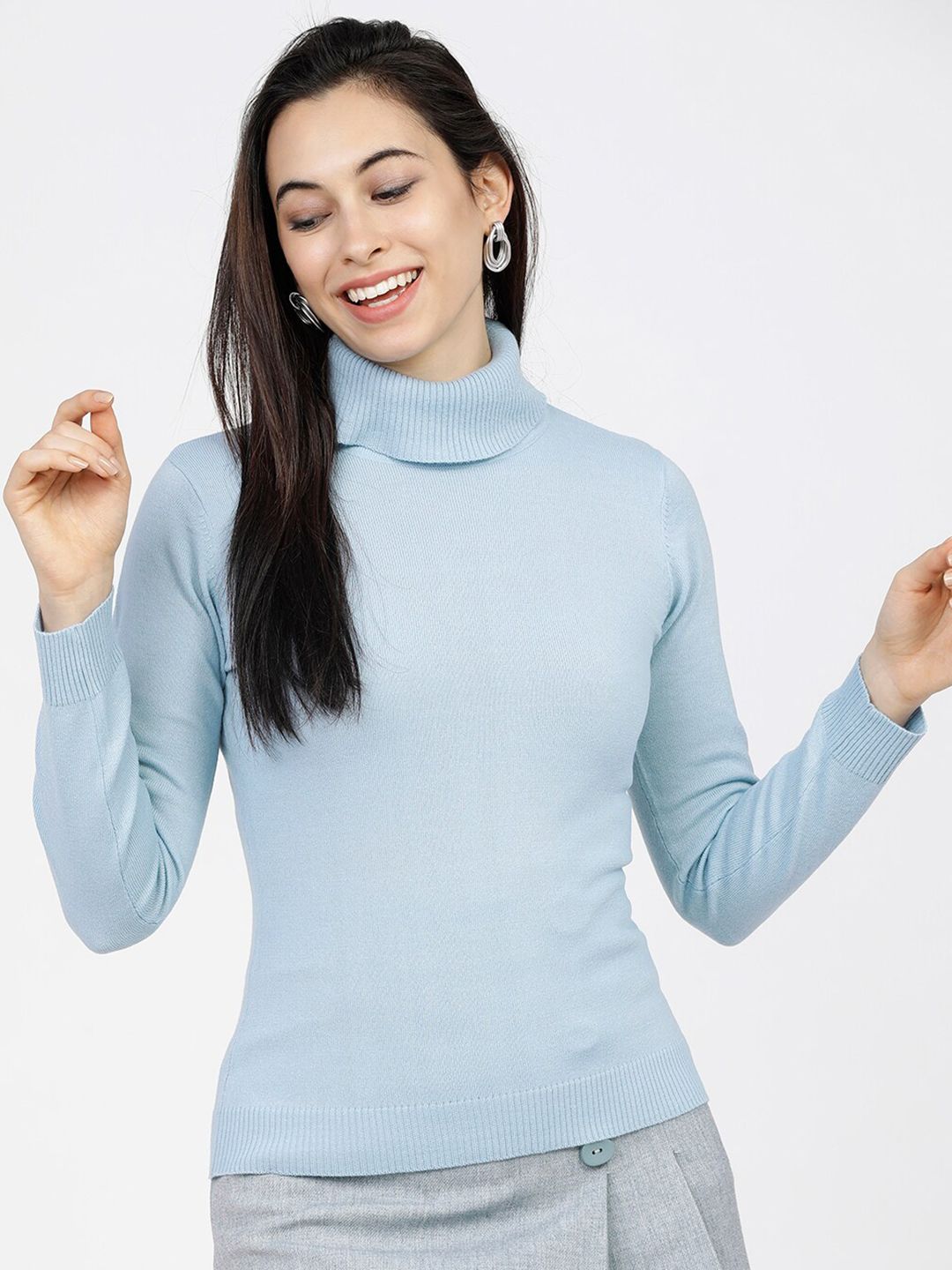 Tokyo Talkies Women Blue Pullover Sweater Price in India